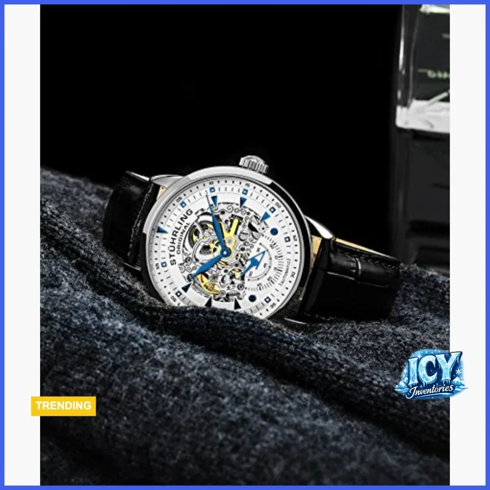Automatic Skeleton Dress Watch with Alligator Embossed Leather Strap